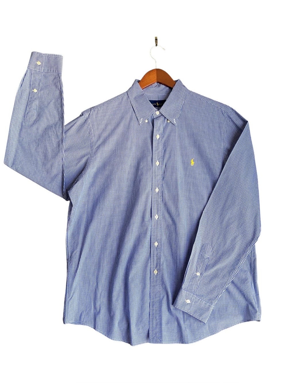 Ralph Lauren | Men’s Gingham Long-Sleeve Button Down Yellow Polo Pony | Size XL